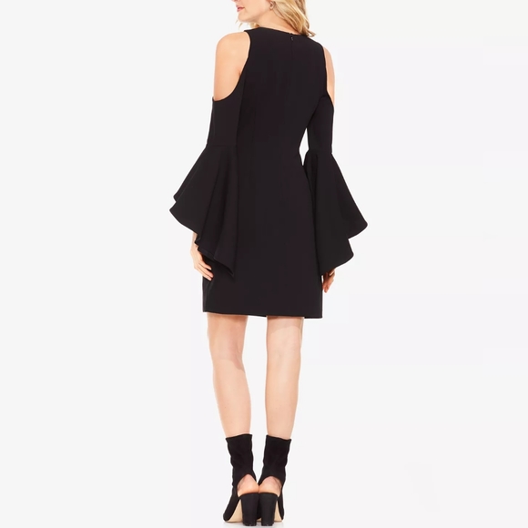 🆕 Vince Camuto Black Cold Shoulder Bell Sleeve Whimsigoth witchy Dress (XS) - Picture 2 of 10